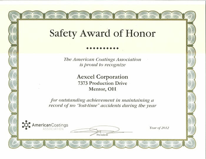 Aexcel Recognized by American Coatings Association I Aexcel