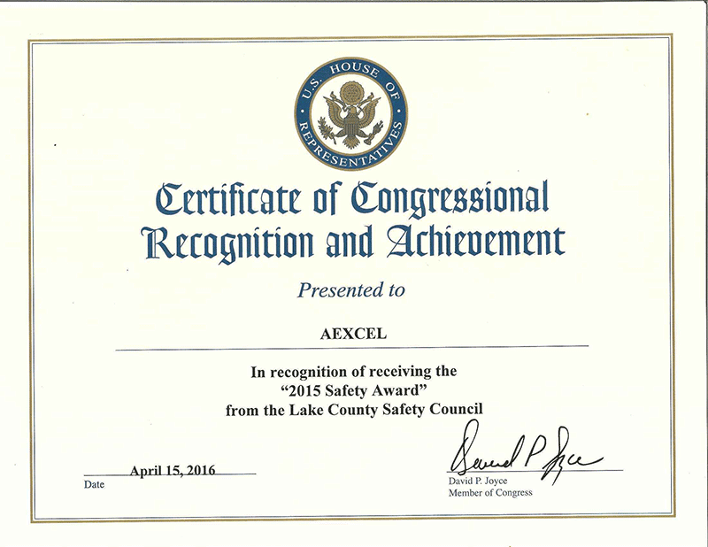 Aexcel Presented With Safety Award I Aexcel