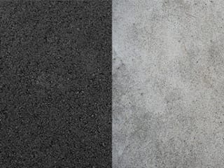 a photo divided in half between asphalt and concrete
