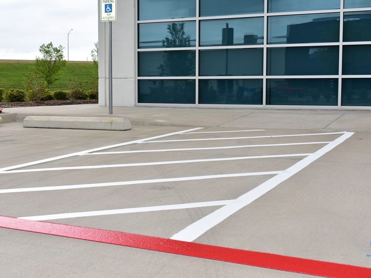 Finished parking lot with clean, straight painted lines